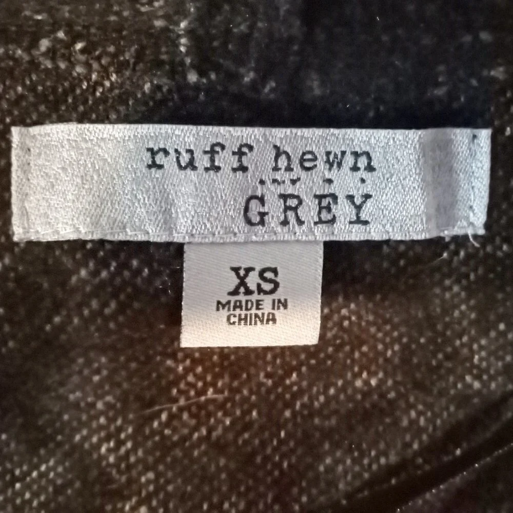 Ruff Hewn Grey Black Tan Diamond Print Fringed Flyaway Cardigan